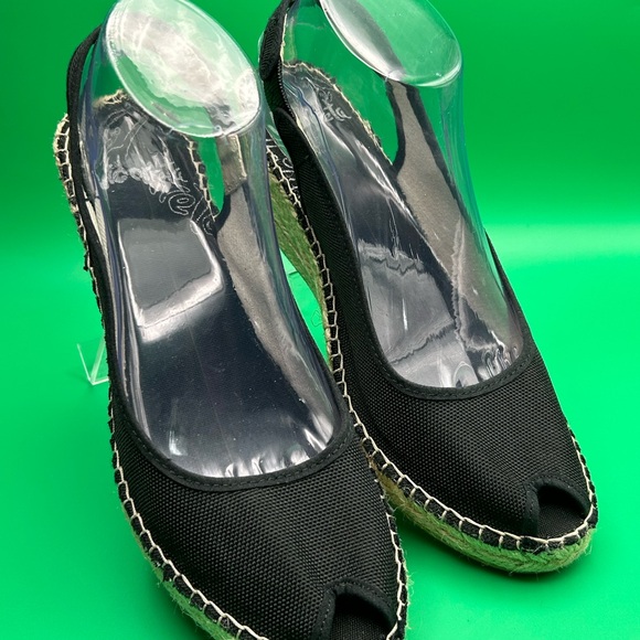 Women’s Vidorreta Black Espadrille Wedges Size 8 - Picture 3 of 10